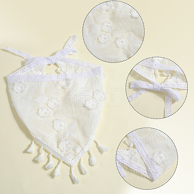 Flower Decor Lace Triangle Bandanas OHAR-WH20005-08A-1