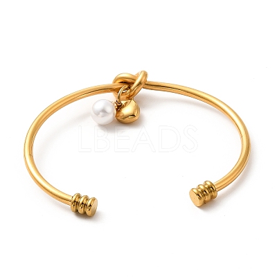 Ion Plating(IP) 304 Stainless Steel Love Knot Open Cuff Bangle BJEW-P283-02G-1