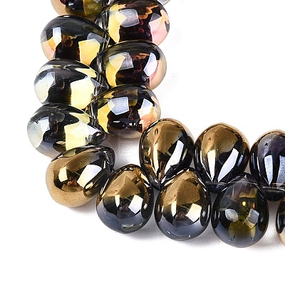 Electroplate Baking Paint Transparent Glass Beads Strands GL-N005-02A-C05-1