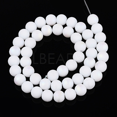 Frosted Opaque Glass Beads Strands GLAA-T032-P8mm-MBB02-1
