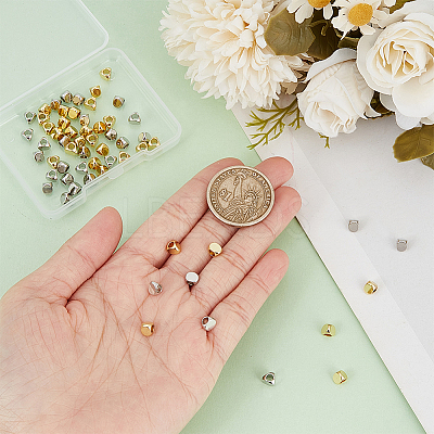60Pcs 2 Colors Brass Spacer Beads KK-GO0001-36-1