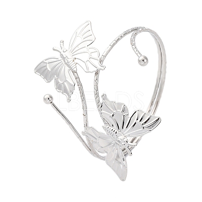 Butterfly Alloy Arm Cuff Bangles for Girl Women AJEW-A063-01H-P-1