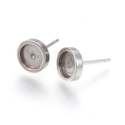 Tarnish Resistant 304 Stainless Steel Stud Earring Settings STAS-L219-02C-1