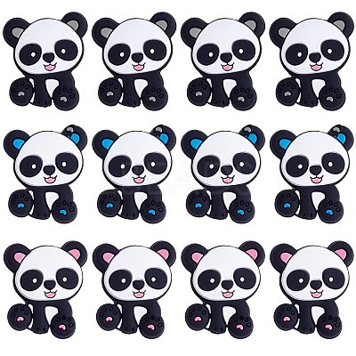 12Pcs 3 Styles Panda Silicone Beads JX662A-1