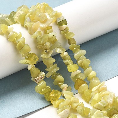 Natural Lemon Jade Chip Bead Strands G-M205-22-1