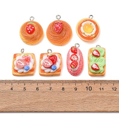 Strawberry Theme Opaque Resin Imitation Food Pendants RE-CBABBAC-01-1