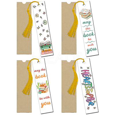 4 Patterns Rectangle Waterproof Acrylic Bookmarks Set DIY-GL0004-50B-1