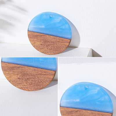 Opaque Resin & Transparent Resin & Walnut Wood Pendants RESI-SZ0001-12-1