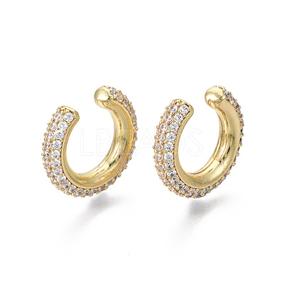 Brass Micro Pave Clear Cubic Zirconia Cuff Earrings EJEW-R114-026G-NF-1