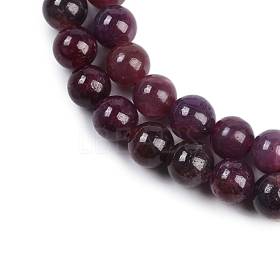Natural Gemstone Ruby Round Beads Strands G-O017-6.5mm-06-1