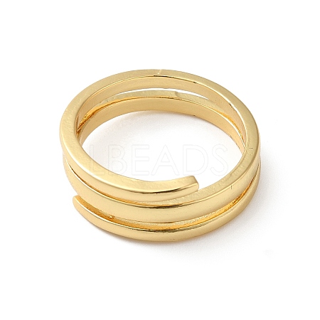 Rack Plating Brass Wire Wrap Double Ring for Women KK-O142-06G-1