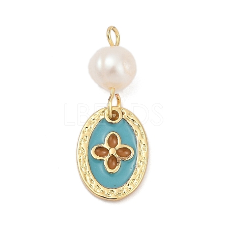 Natural Cultured Freshwater Pearl & Brass Pendants KK-U062-14G-01-1