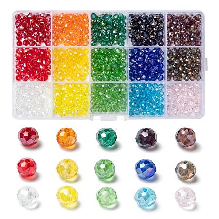 15 Colors Electroplate Glass Beads EGLA-X0006-02B-6mm-1
