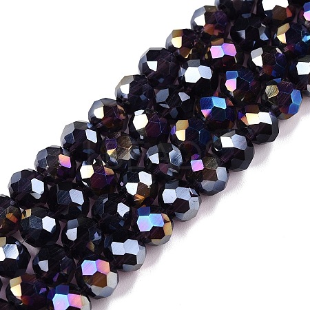 Electroplate Glass Beads Strands EGLA-A044-T6mm-B15-1