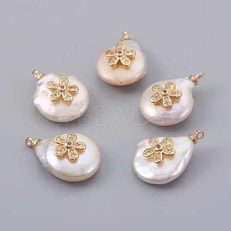 Natural Cultured Freshwater Pearl Pendants PEAR-F008-25G-01-1