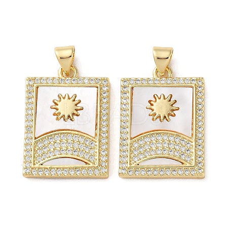 Brass Micro Pave Clear Cubic Zirconia Pendants KK-B083-35C-G-1