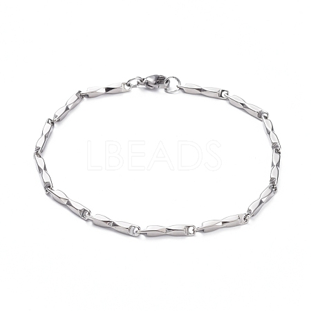 Unisex 304 Stainless Steel Bar Link Chain Bracelets BJEW-L637-44-P-1