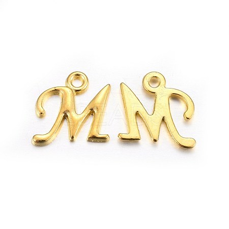 Golden Plated Alloy Letter Pendants PALLOY-J718-01G-M-1
