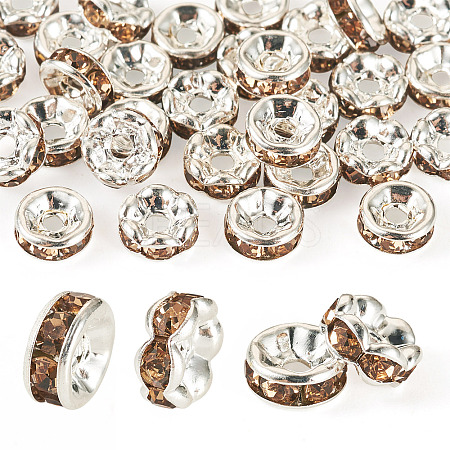 30Pcs 2 Colors Brass Rhinestone Spacer Beads RB-TA0001-29B-1