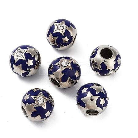 Platinum Plated Alloy Enamel European Beads FIND-E046-05P-1