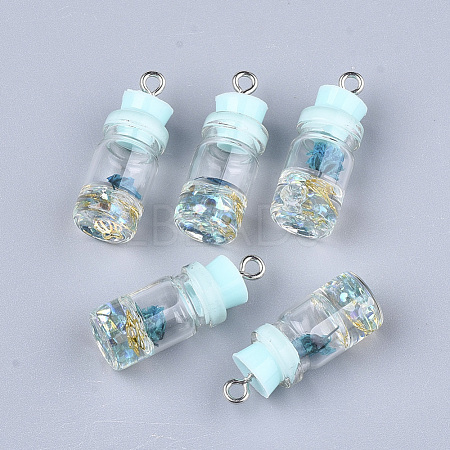 Glass Bottle Pendant Decorations X-GLAA-S181-05B-1