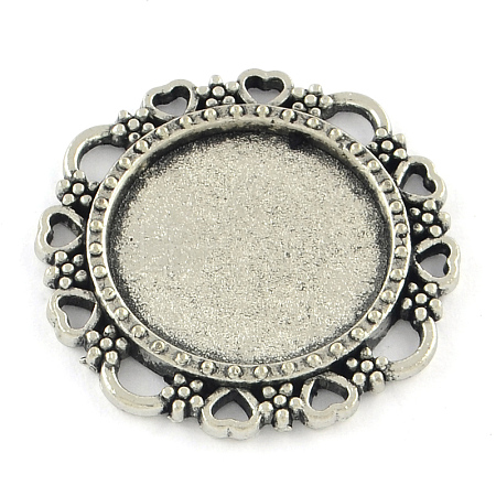 Tibetan Style Flower Alloy Cabochon Settings X-TIBE-Q038-009AS-RS-1