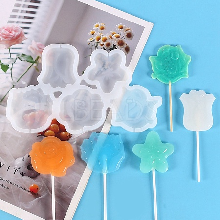 Flower Shape Food Grade Silicone Lollipop Molds DIY-D069-12-1