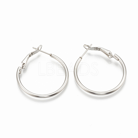 Tarnish Resistant 304 Stainless Steel Hoop Earrings STAS-S078-07-40mm-1