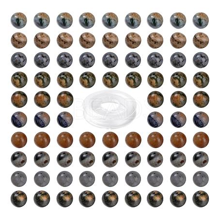 100Pcs 8mm Natural Ocean Agate/Ocean Jasper Round Beads DIY-LS0002-59-1