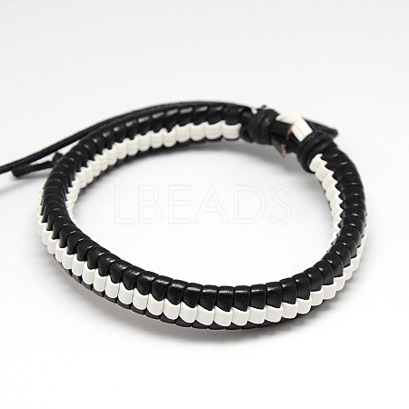 Trendy Unisex Casual Style Leather Wrapped PU Leather Bracelets BJEW-L308-04-1