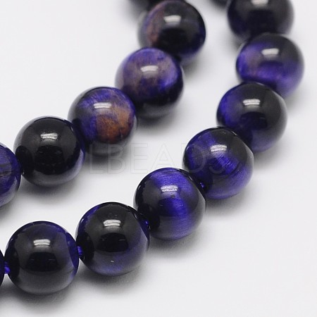 Natural Purple Tiger Eye Round Bead Strands G-M220-4mm-01-1