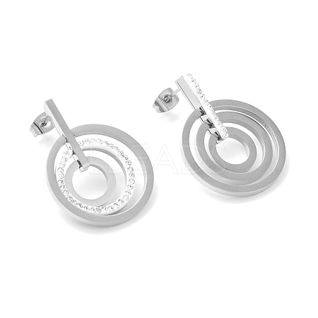 Rhinestone Multi-Ring Dangle Stud Earrings EJEW-E286-10P-1