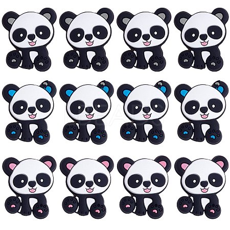 12Pcs 3 Styles Panda Silicone Beads JX662A-1