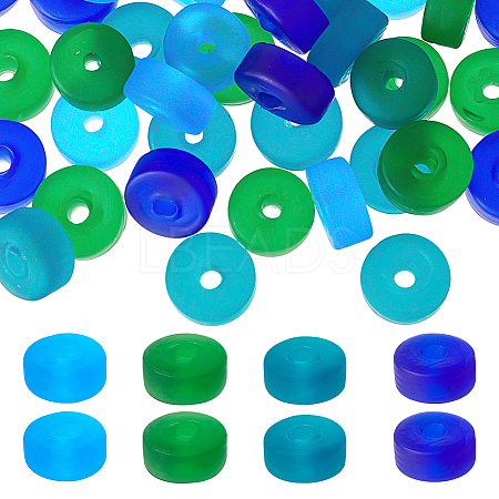  48Pcs 4 Colors Frosted Glass Beads GLAA-NB0001-60-1