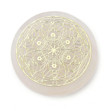 Flat Round Natural Selenite Slice Coasters AJEW-C042-01B-1
