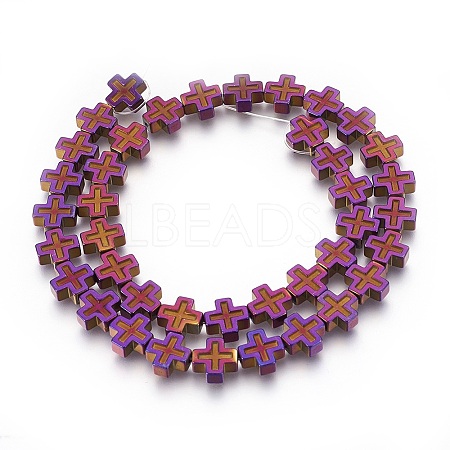 Electroplated Non-magnetic Synthetic Hematite Beads Strands G-P392-F07-1