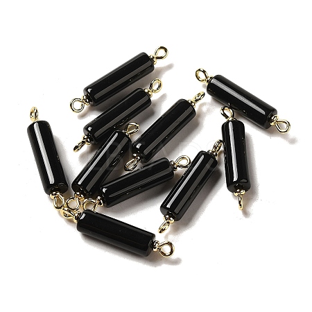 Natural Black Onyx(Dyed & Heated) Connector Charms FIND-C046-17B-01G-1
