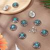 Gorgecraft 1-Hole Alloy & Cat eye Turquoise Buttons FIND-GF0004-53A-3
