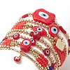 7Pcs 7 Style Evil Eye Lampwork & Glass Seed & Brass Beaded Stretch Bracelets Set for Women BJEW-JB09249-01-2