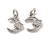 Moon with Cloud Brass Micro Pave Clear Cubic Zirconia Charms KK-G425-18P-1