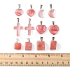 12Pcs 5 Styles Cherry Quartz Glass Pendants G-FS0005-61-5