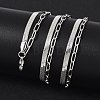 Non-Tarnish 304 Stainless Steel Paperclip & Herringbone Chains Double Layer Necklace for Men Women LS-NJEW-E046-01P-2