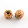 Barrel Printed Natural Wood Large Hole Beads X-WOOD-R243-16mm-A16-1