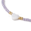 Heart Natural Shell & Glass Seed Braided Bead Bracelets BJEW-JB09922-02-3