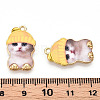 Printed Light Gold Tone Alloy Pendants ENAM-N056-208E-3