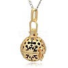 Golden Tone Brass Hollow Round Cage Pendants KK-J232-08G-2