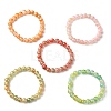 5Pcs 5 Color Crackle Glass Round Beaded Stretch Bracelets Set BJEW-JB09695-02-5