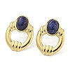 Real 18K Gold Plated 304 Stainless Steel Oval Stud Earrings EJEW-Z042-03B-2