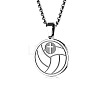 304 Stainless Steel Cross Sport Ball Pendant Necklaces WG79706-02-1