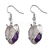 Natural Amethyst Elephant Head Dangle Earrings EJEW-A092-07P-17-1